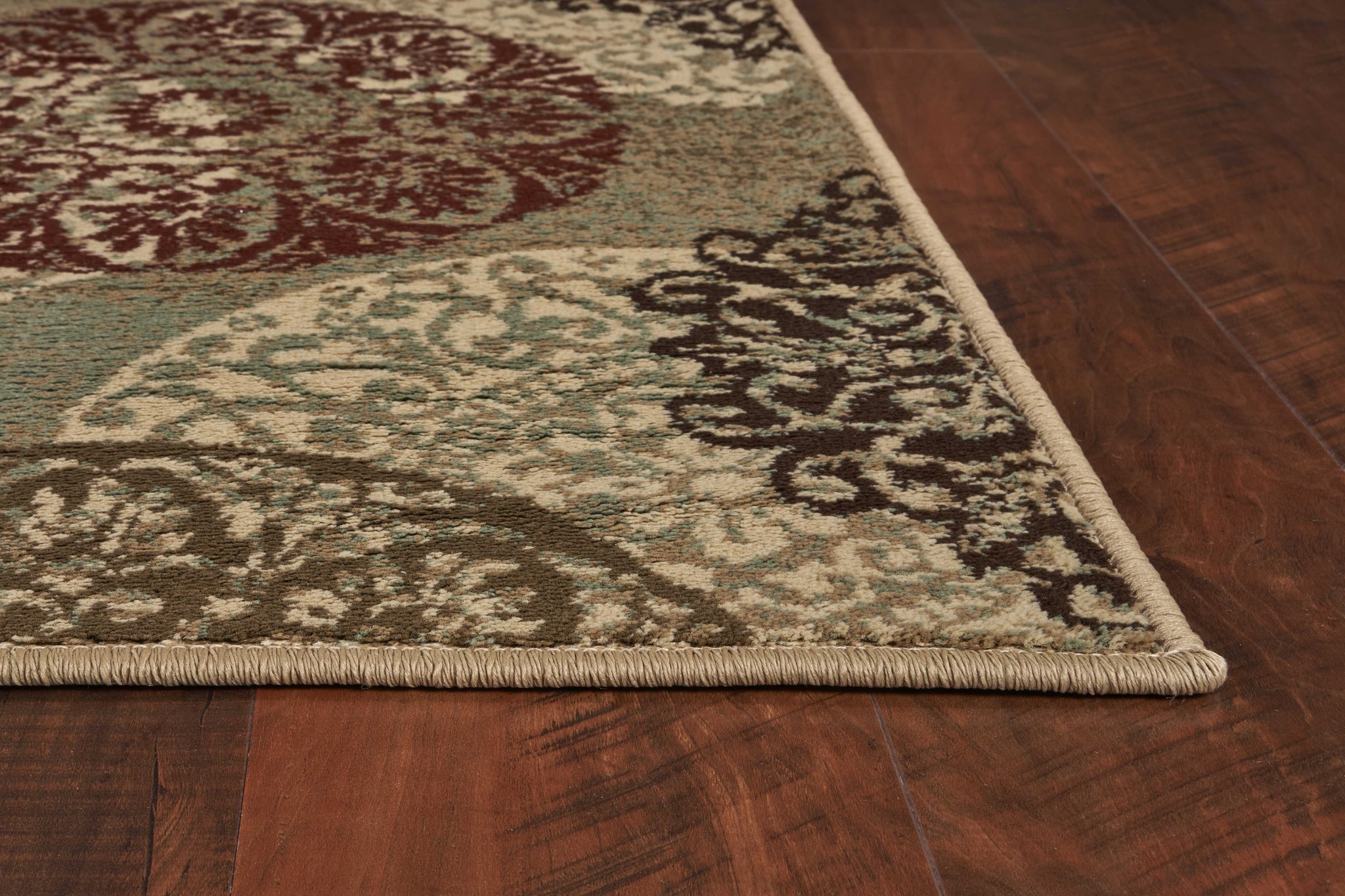 5'x8' Sage Green Machine Woven Floral Medallion Disk Indoor Area Rug - Image 5