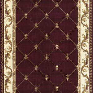 5' x 8' Red Fleur de Lis Diamond Bordered Indoor Area Rug