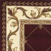 5' x 8' Red Fleur de Lis Diamond Bordered Indoor Area Rug - Image 2