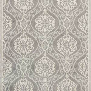 7'x10' Silver Grey Machine Woven UV Treated Floral Ogee Indoor Outdoor Area Rug