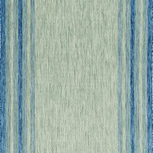 8'x11' Grey Denim Machine Woven UV Treated Bordered Indoor Outdoor Area Rug