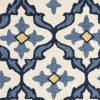 5' x 7' Ivory or Blue Geometric Mosaic Indoor Outdoor Area Rug - Image 2