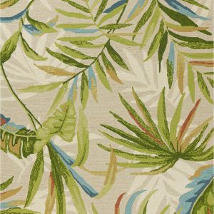 5'x8' Sand Ivory Hand Woven UV Treated Palm Tropical Indoor Outdoor Area Rug