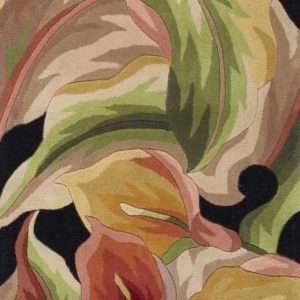 2' x 8' Black Lilies Wool Indoor Runner Rug