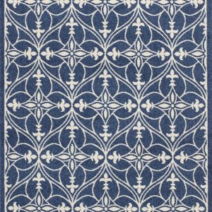 8'x11' Denim Blue Machine Woven UV Treated Ogee Indoor Outdoor Area Rug