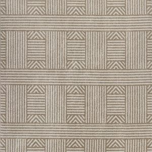 8'x11' Beige Machine Woven UV Treated Abstract Lines Indoor Outdoor Area Rug