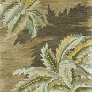 10' Moss Green Hand Tufted Tropical Trees Indoor Runner Rug