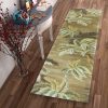 10' Moss Green Hand Tufted Tropical Trees Indoor Runner Rug - Image 4
