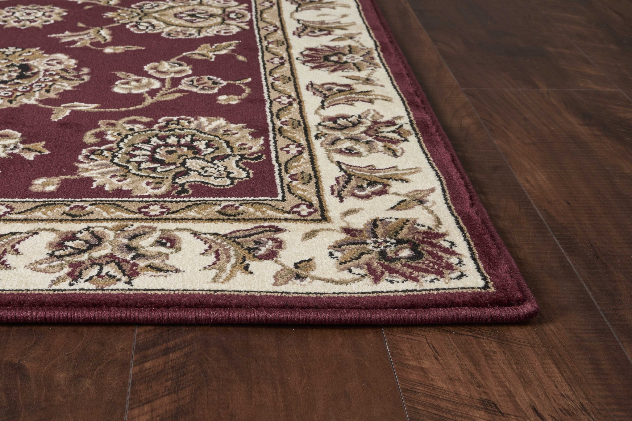 2'x3' Red Ivory Machine Woven Floral Traditional Indoor Accent Rug - Image 4
