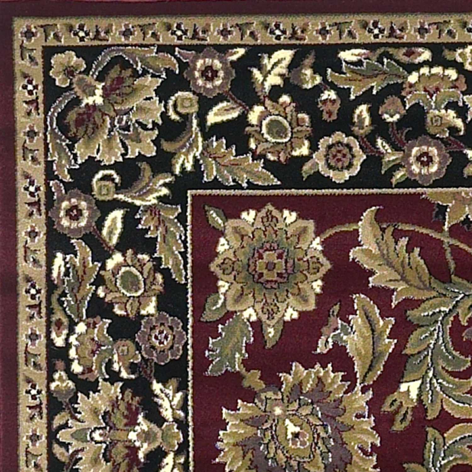 2'x3' Red Black Machine Woven Floral Traditional Indoor Accent Rug - Image 3