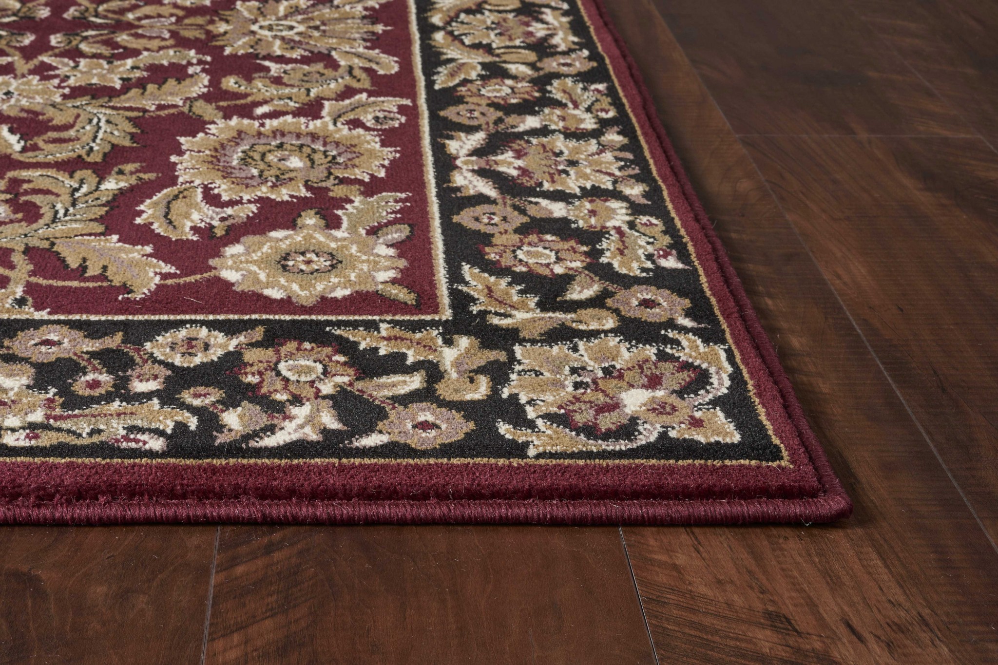2'x3' Red Black Machine Woven Floral Traditional Indoor Accent Rug - Image 5