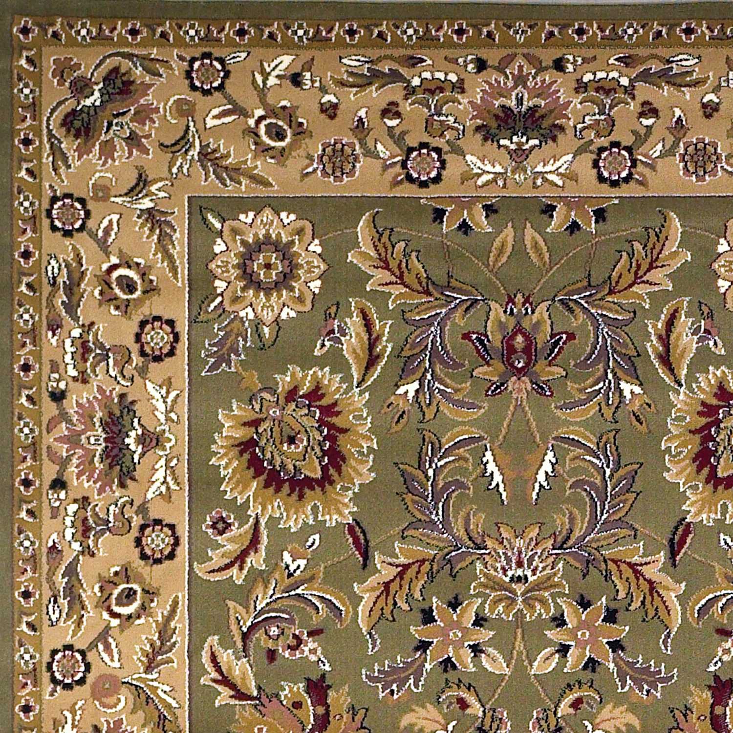 2'x3' Green Taupe Machine Woven Floral Traditional Indoor Accent Rug - Image 3