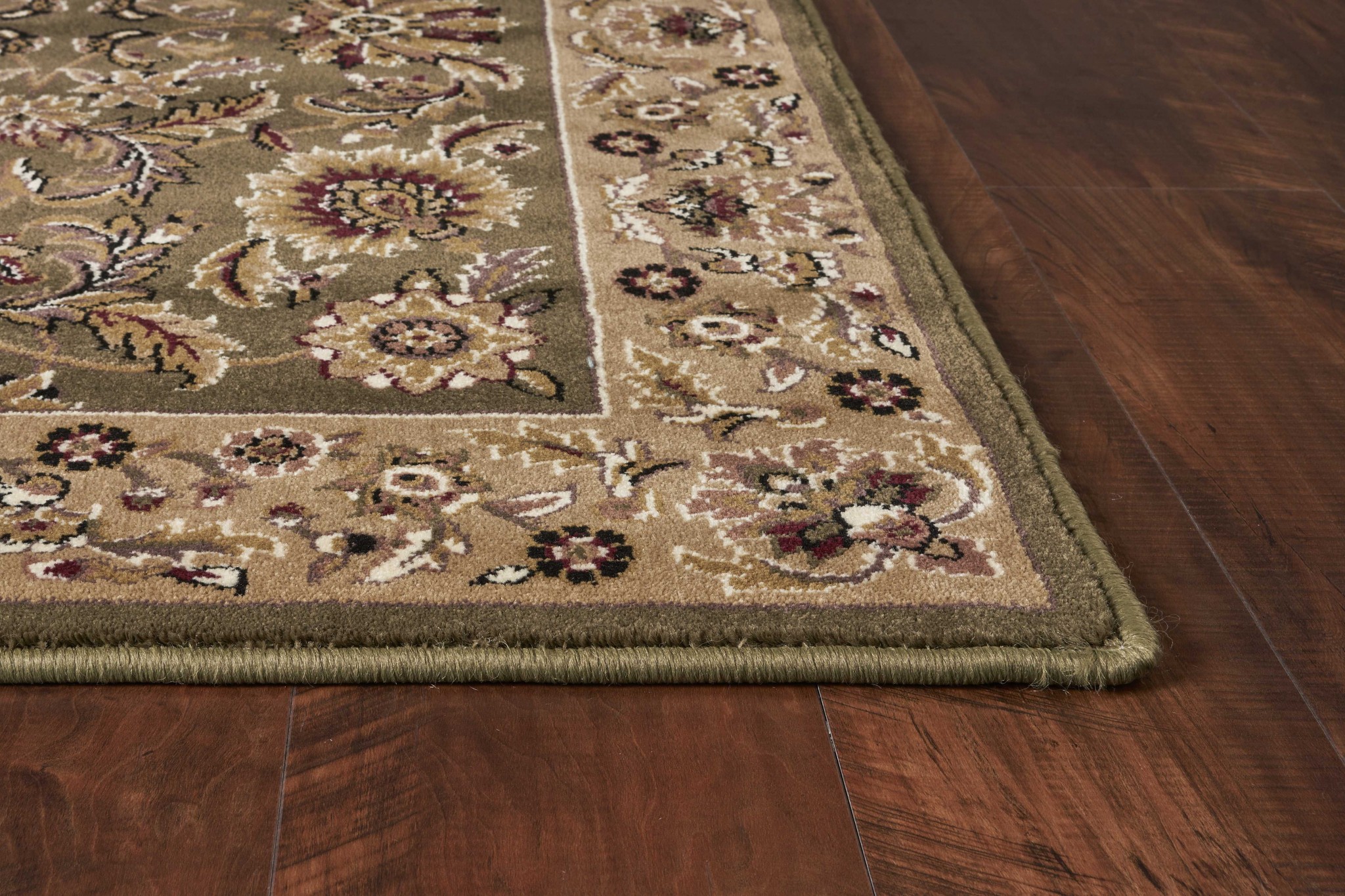 2'x3' Green Taupe Machine Woven Floral Traditional Indoor Accent Rug - Image 4