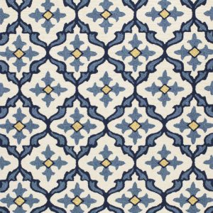2'x3' Ivory Blue Hand Hooked UV Treated Quatrefoil Indoor Outdoor Accent Rug