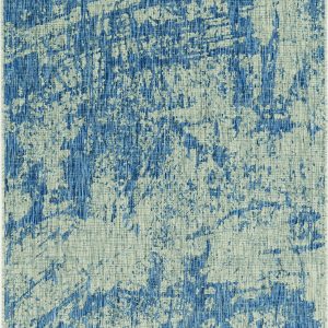 3'x5' Grey Denim Machine Woven UV Treated Abstract Brushstroke Indoor Outdoor Area Rug