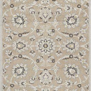 3'x5'' Beige Grey Machine Woven UV Treated Floral Traditional Indoor Outdoor Area Rug