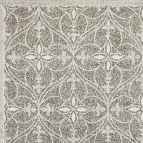 3'x5' Grey Machine Woven UV Treated Ogee Indoor Outdoor Area Rug - Image 3
