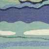 3'x5' Blue Teal Hand Hooked UV Treated Abstract Waves Indoor Outdoor Area Rug - Image 2