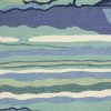 3'x5' Blue Teal Hand Hooked UV Treated Abstract Waves Indoor Outdoor Area Rug - Image 3