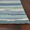 3'x5' Blue Teal Hand Hooked UV Treated Abstract Waves Indoor Outdoor Area Rug - Image 4
