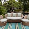 3'x5' Ocean Blue Hand Hooked UV Treated Awning Stripes Indoor Outdoor Area Rug - Image 2
