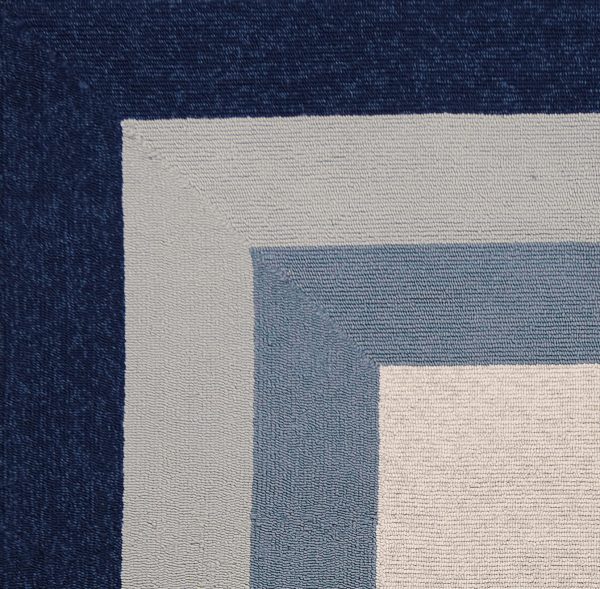 3'x5' Slate Blue Grey Hand Hooked UV Treated Bordered Indoor Outdoor Area Rug - Image 4