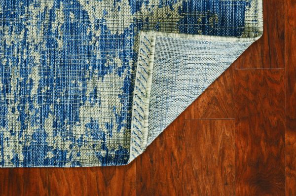 5'x7' Grey Denim Machine Woven UV Treated Abstract Brushstroke Indoor Outdoor Area Rug - Image 2