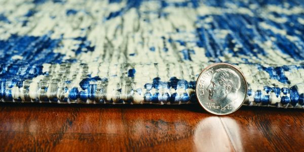 5'x7' Grey Denim Machine Woven UV Treated Abstract Brushstroke Indoor Outdoor Area Rug - Image 4