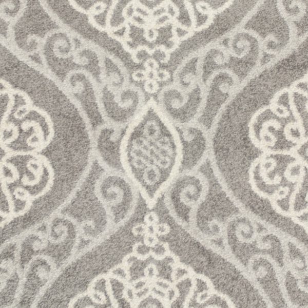 5'x8' Silver Machine Woven UV Treated Floral Ogee Indoor Outdoor Area Rug - Image 2