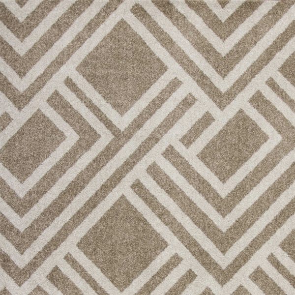 5'x8' Beige Machine Woven UV Treated Geometric Indoor Outdoor Area Rug - Image 3