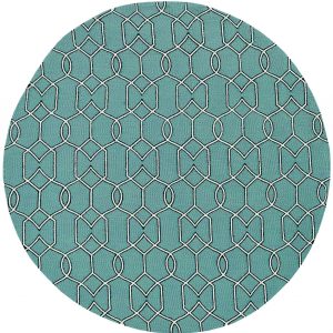 7' Spa Green Hand Hooked UV Treated Geometric Round Indoor Outdoor Area Rug