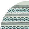 7' Ivory Spa Hand Hooked UV Treated Cable Stitch Round Indoor Outdoor Area Rug - Image 2