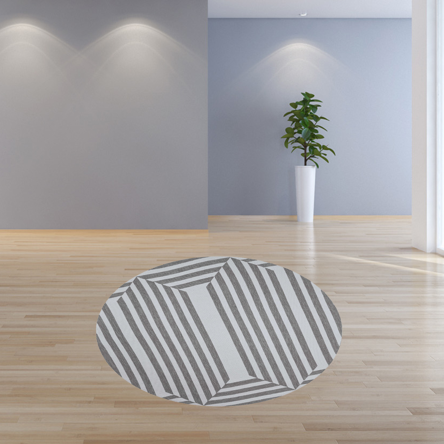 7' Round UV treated Polypropylene Oatmeal Area Rug - Image 3