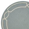 7' Spa Blue Hand Hooked UV Treated Bordered Round Indoor Outdoor Area Rug - Image 2