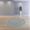7' Spa Blue Hand Hooked UV Treated Bordered Round Indoor Outdoor Area Rug - Image 4
