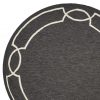 7' Onyx Black Hand Hooked UV Treated Bordered Round Indoor Outdoor Area Rug - Image 2