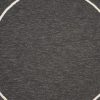7' Onyx Black Hand Hooked UV Treated Bordered Round Indoor Outdoor Area Rug - Image 3