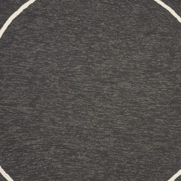 7' Onyx Black Hand Hooked UV Treated Bordered Round Indoor Outdoor Area Rug - Image 3