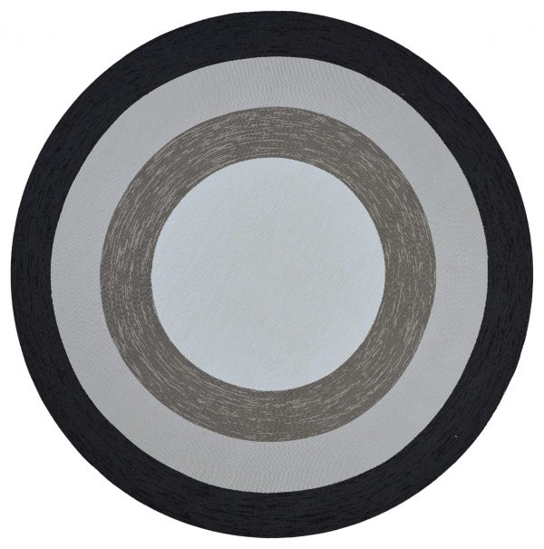 7' Charcoal Grey Hand Hooked UV Treated Bordered Round Indoor Outdoor Area Rug