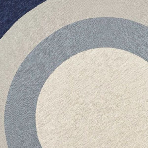 7' Slate Navy Blue Hand Hooked UV Treated Bordered Round Indoor Outdoor Area Rug - Image 3