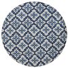 8'  Ivory Blue Hand Hooked UV Treated Coastal Reef Round Indoor Outdoor Area Rug - Image 3