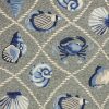 8' Grey Hand Hooked UV Treated Coastal Sea Life Round Indoor Outdoor Area Rug - Image 2