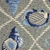 8' Grey Hand Hooked UV Treated Coastal Sea Life Round Indoor Outdoor Area Rug - Image 3