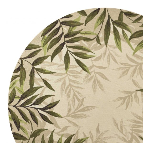 8' Sand Beige Hand Hooked UV Treated Bordered Coastal Sea Grass Round Indoor Outdoor Area Rug - Image 2