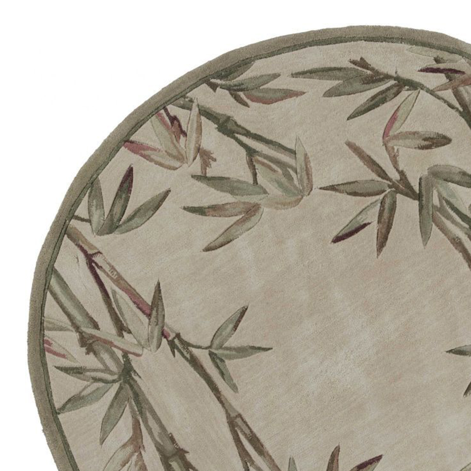 6' Ivory Hand Tufted Tropical Bamboo Round Indoor Area Rug - Image 2