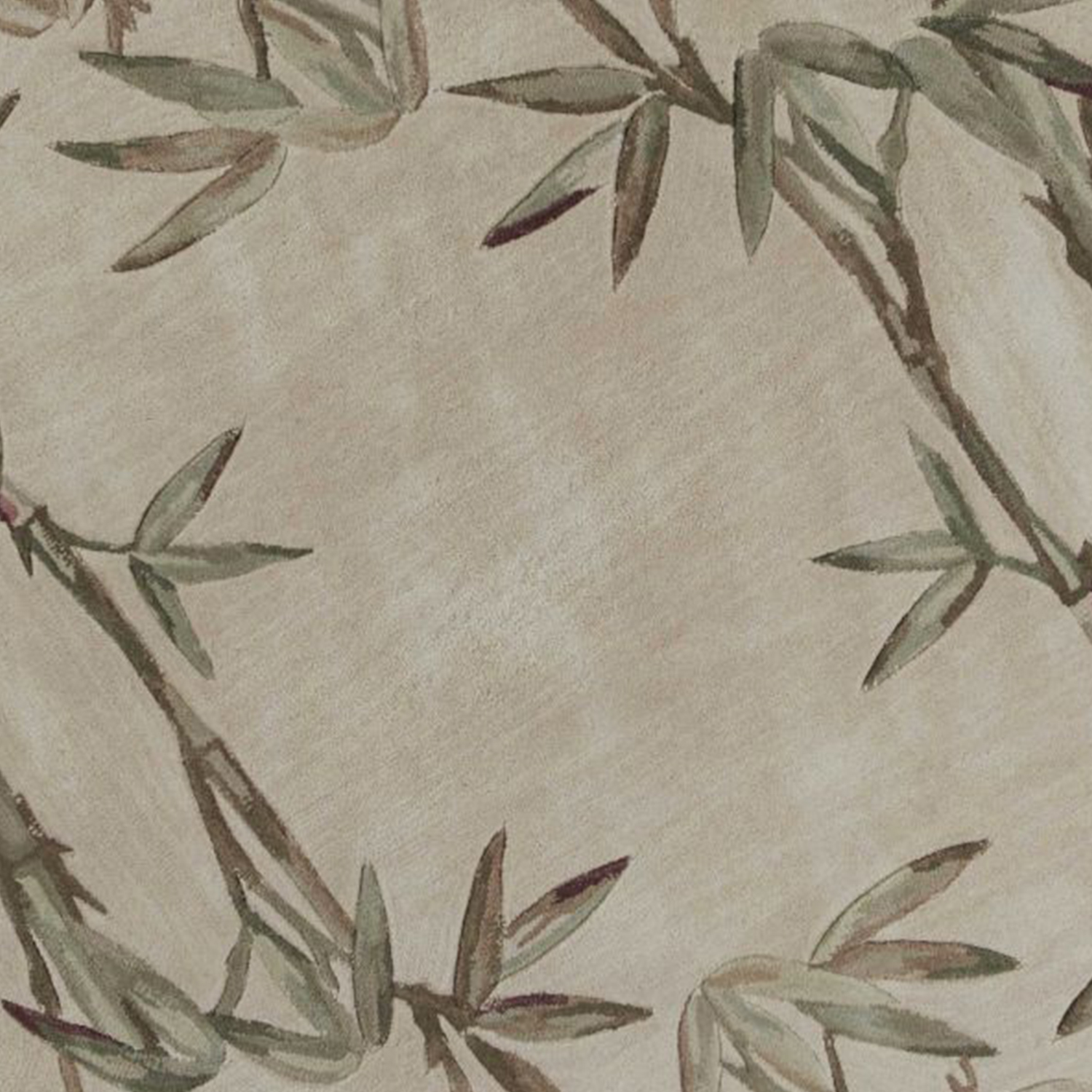 6' Ivory Hand Tufted Tropical Bamboo Round Indoor Area Rug - Image 3