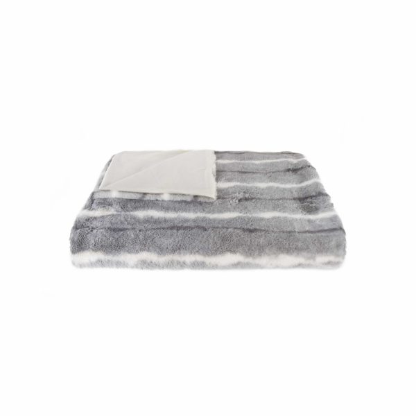 50" x 60" Dayton Grey White Black Fur   Throw - Image 2