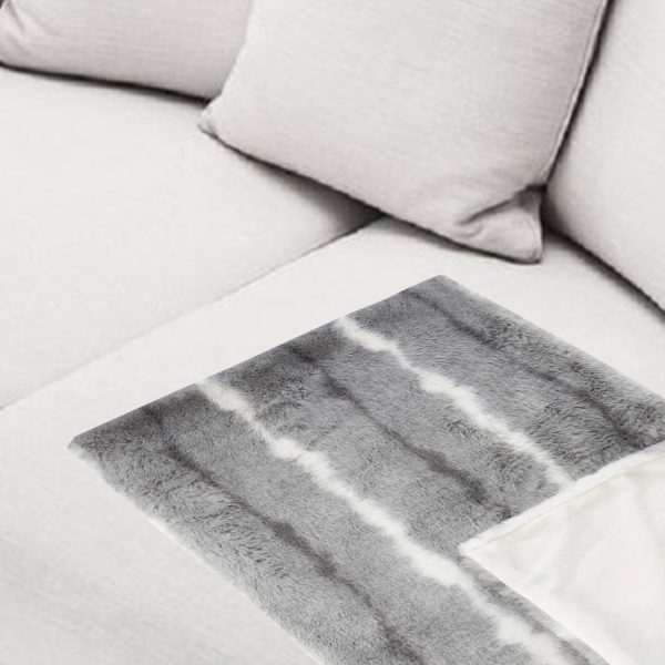 50" x 60" Dayton Grey White Black Fur   Throw - Image 4