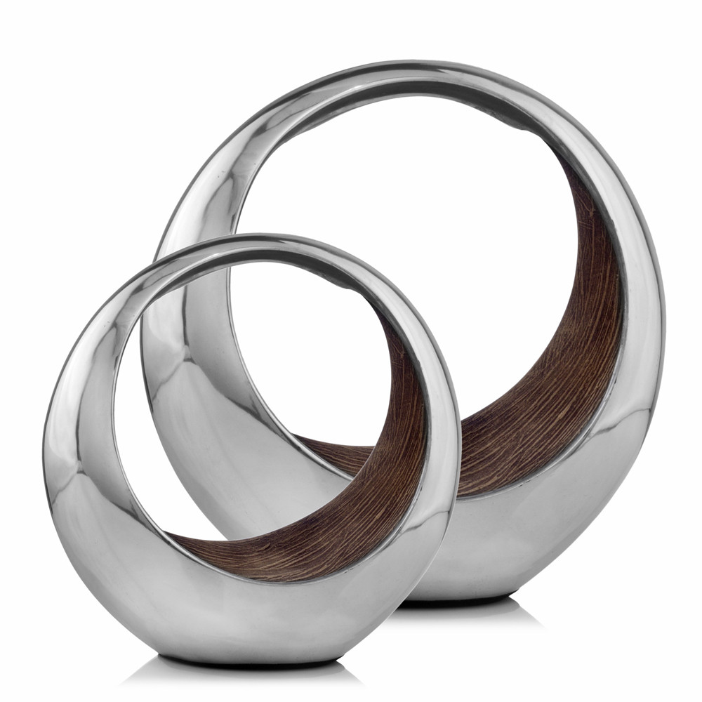 Buffed and Brown Bronze Two Tone Ring Threads Large Bowl - Image 4