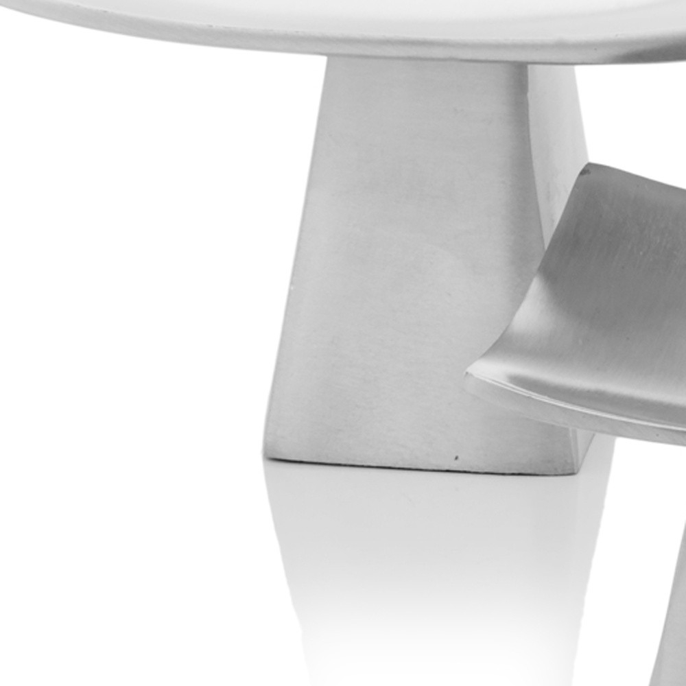 Set of 2 Mod Matte Silver Pedestal Candle Holders - Image 5